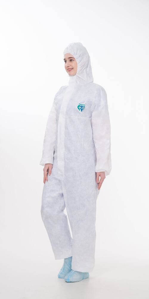 Disposable coverall without tape without shoe cover with hat cover